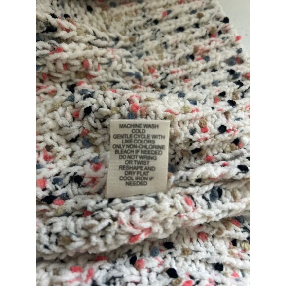 Moon & Madison Chunky Knit Ivory Pink Blue Cardigan Sweater Size XS - Picture 8 of 9